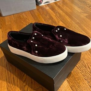 Rebecca Minkoff velvet platform loafers size 8 burgundy color
